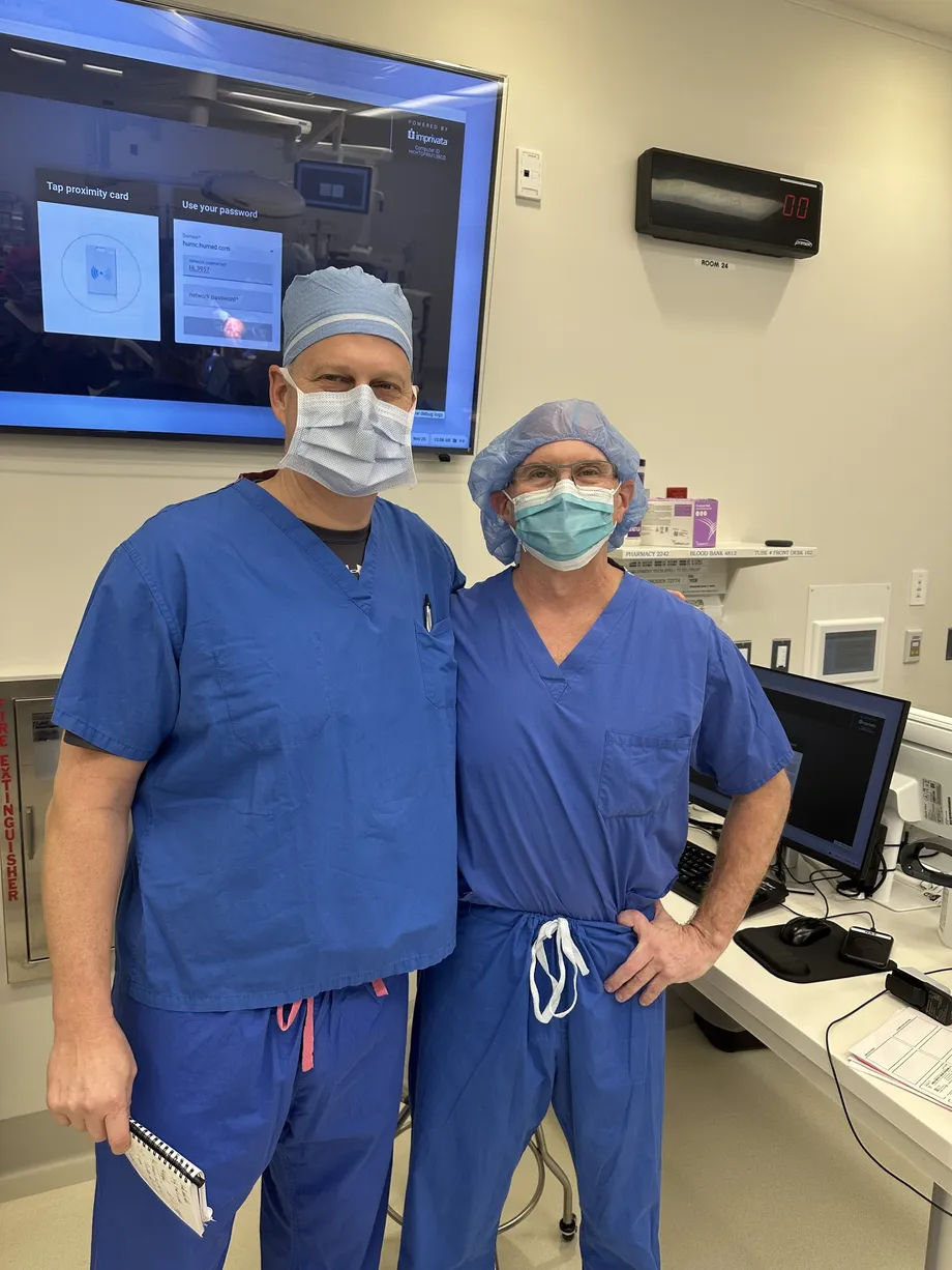 Dr. Maish with Harlan Levine at ROSA robotic certification, 2024