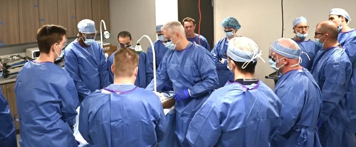 Dr. Maish teaching the subvastus approach to surgeons and residents, January 2026